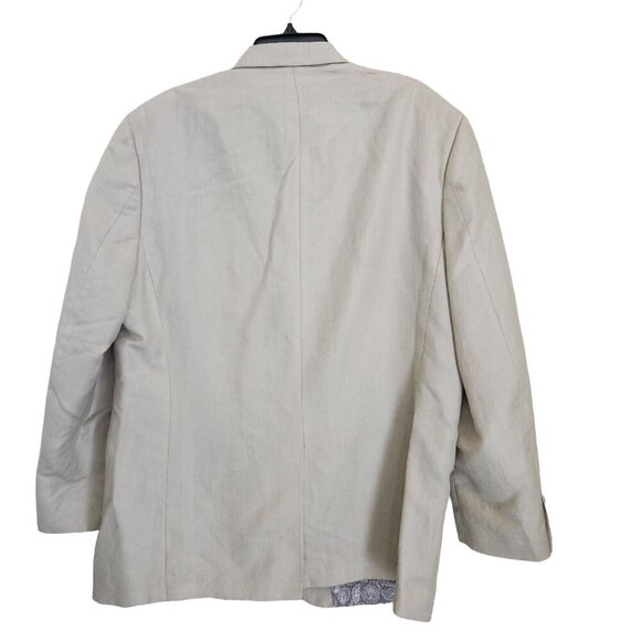 Chaps Blazer Sportcoat Mens‎ Sz 48L Beige Linen Blend 2 Button Center Vent - Picture 3 of 14